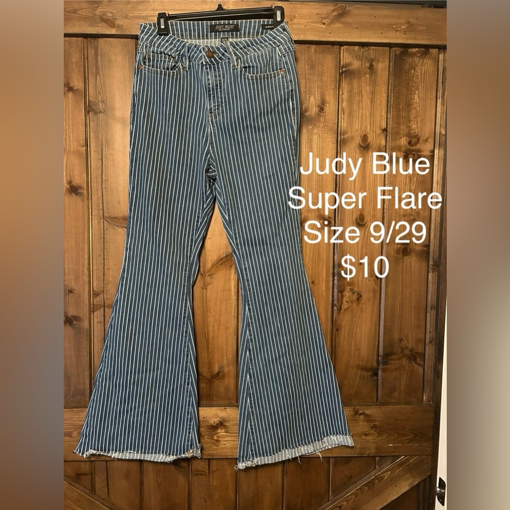 Judy Blue Striped Flare Jeans